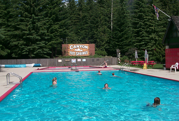 Enjoying a refreshing swim at Canyon Hot Springs; photo courtesy of the Res...