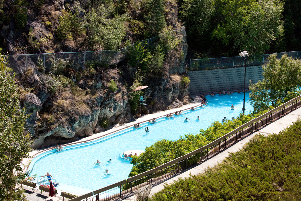 Radium Hot Springs pools are located inside the park at the southern gatewa...